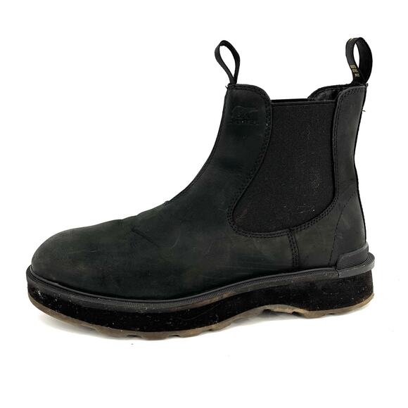 Sorel Men's 9 Black Nubuck Leather Hi-Line Chelsea Waterproof Boots Pull on - Picture 2 of 8
